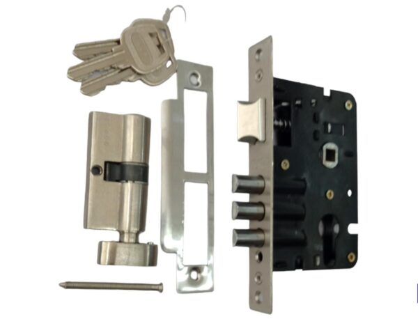 Heavy Duty Premium MS Mortice Door Lock Set | Plate Mortice | Cylindrical Lock Knob Lock | 200mm Lock | Bullet Lock | Office and Home Use - Image 3